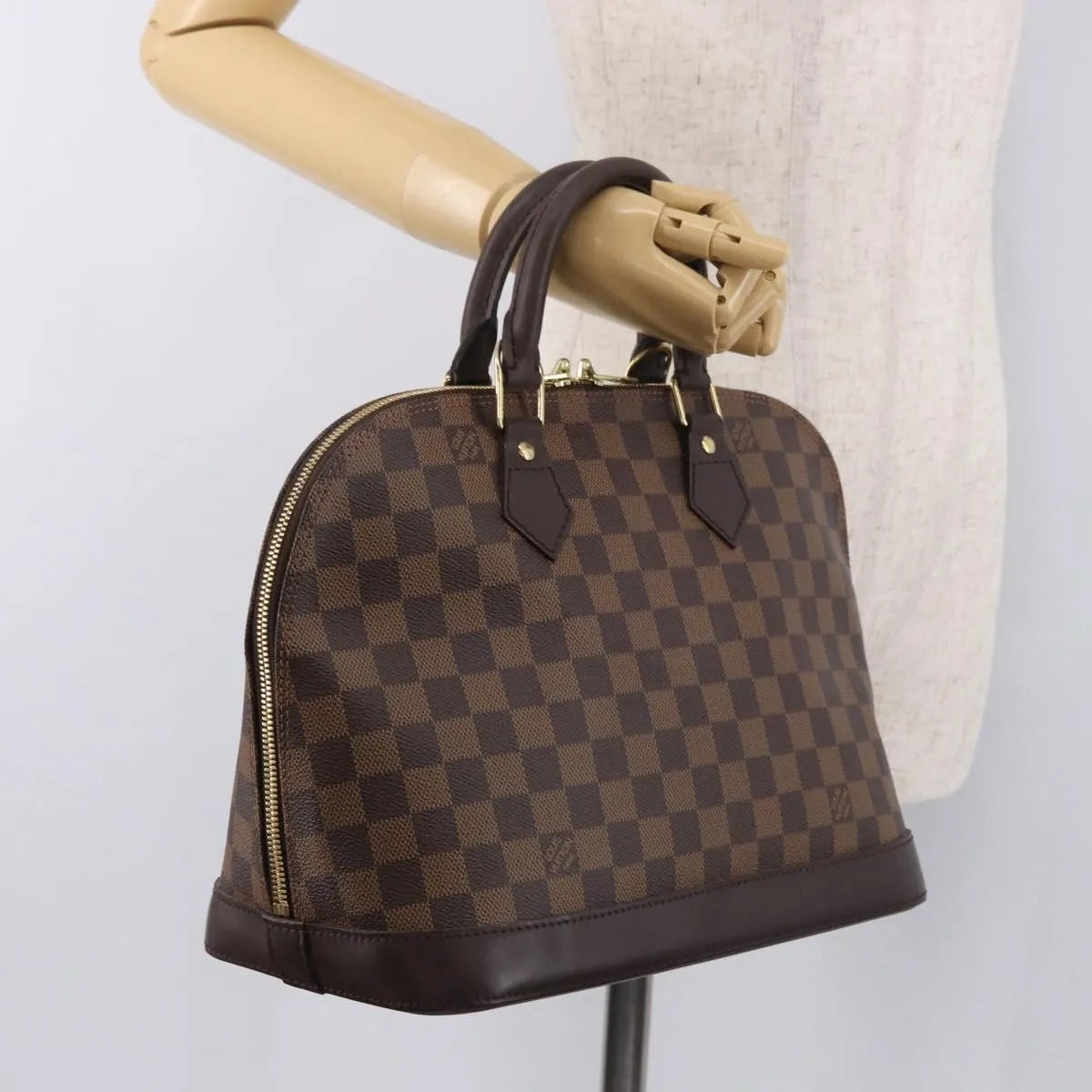 Louis Vuitton Alma Damier, Brown, Canvas, Handbag