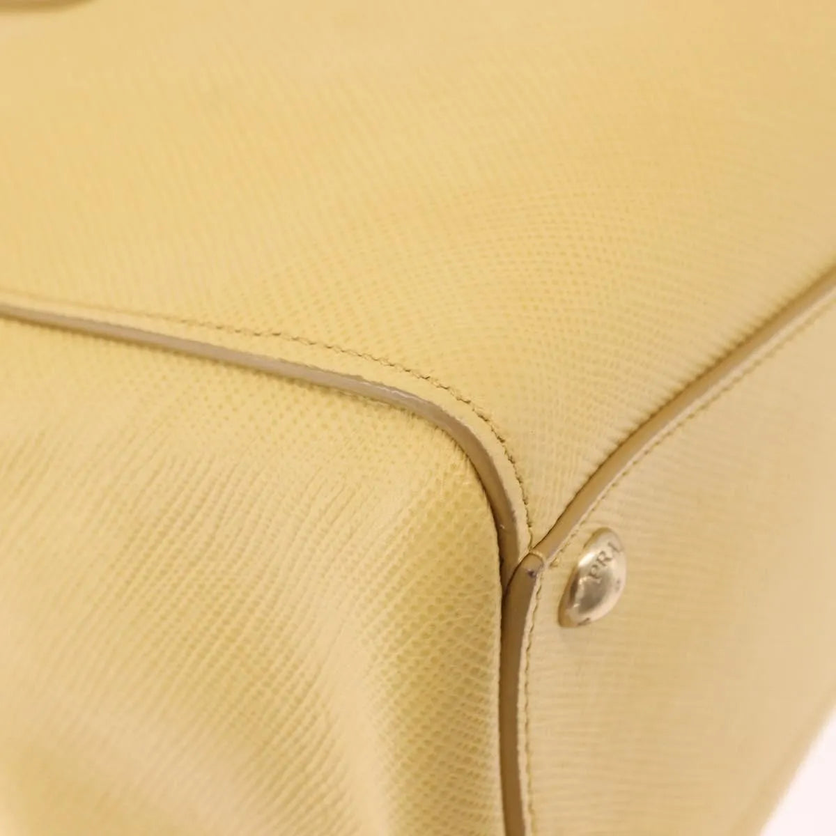 Prada Cuir Frame Double Zip Tote Saffiano Leather, Yellow, Leather, Tote Bag