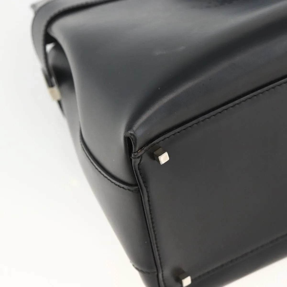 Salvatore Ferragamo Double Gancini Side Buckle Tote Leather, Black, Leather, Handbag