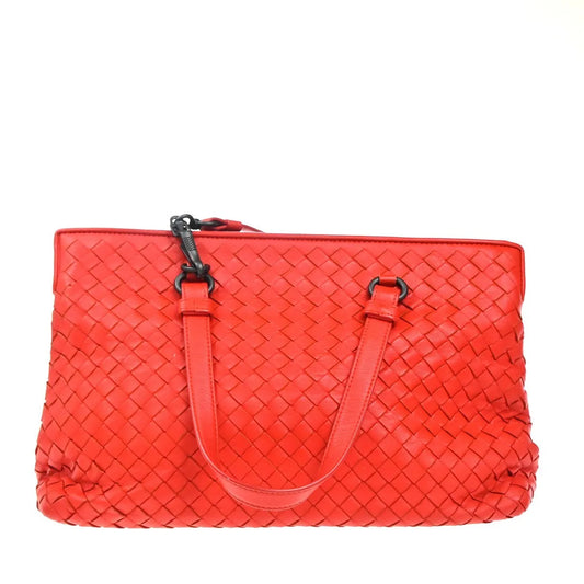 Bottega Veneta 2-Pocket Convertible Tote Intrecciato Nappa, Red, Leather, Tote Bag