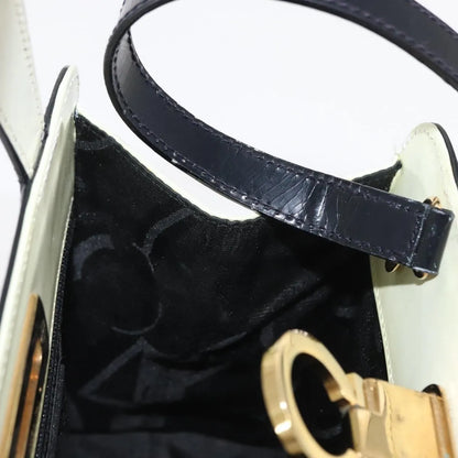 Salvatore Ferragamo Gancini Patent Leather, Black, Patent Leather, Handbag