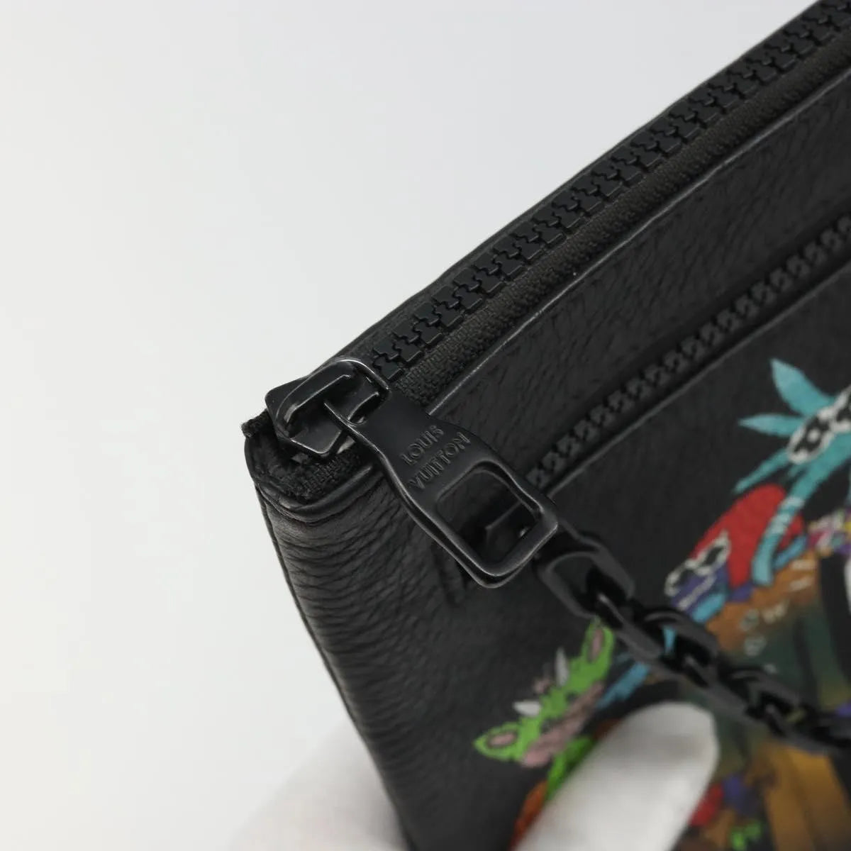 Louis Vuitton LV Friends A4 Printed Monogram Taurillon Leather, Black, Canvas, Clutch