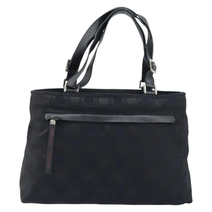 Salvatore Ferragamo Gancini Tote Gancini Canvas, Black, Nylon, Tote Bag