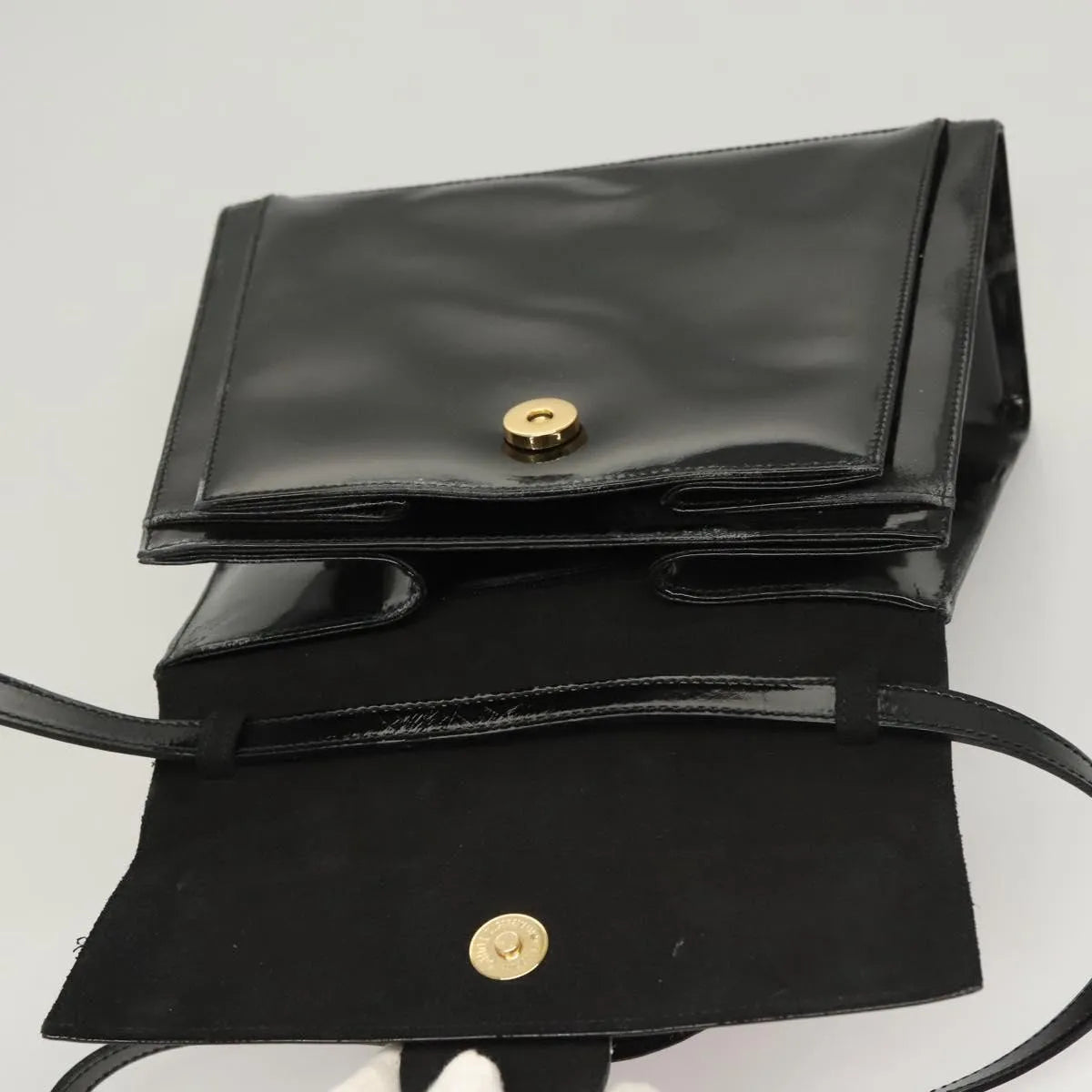 Salvatore Ferragamo Vintage Patent leather, Black, Patent Leather, Handbag