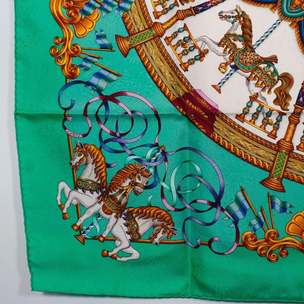 Hermes Carré 90 Silk multicolor, Green, Silk, Scarf