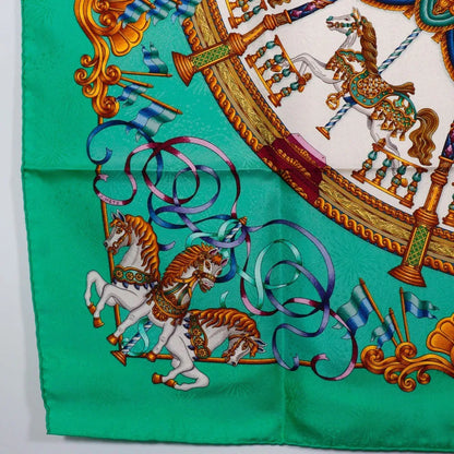 Hermes Carré 90 Silk multicolor, Green, Silk, Scarf