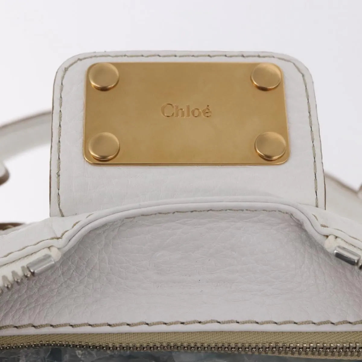 Chloe Paddington Lock Leather, White, Leather, Handbag