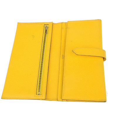 Hermes Bearn Trifold Epsom, Yellow, Leather, Wallet