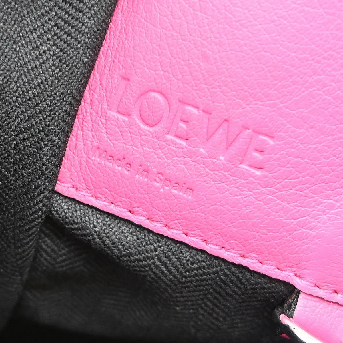 Loewe Hammock Printed Leather, Black, Leather, Handbag