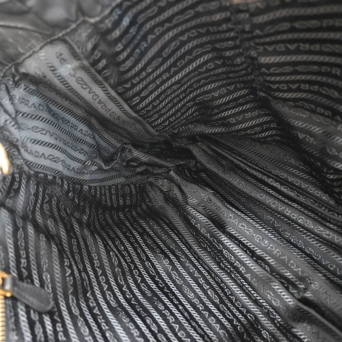 Prada Convertible Side Pocket Tote Chevron Tessuto, Black, Nylon, Tote Bag