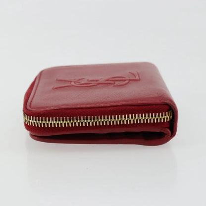 Saint Laurent Zipped Bifold Leather, Red, Leather, Wallet