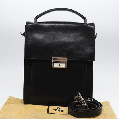 Fendi Vintage Leather, Black, Leather, Handbag