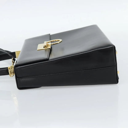 Salvatore Ferragamo Convertible Top Handle Leather, Black, Leather, Handbag