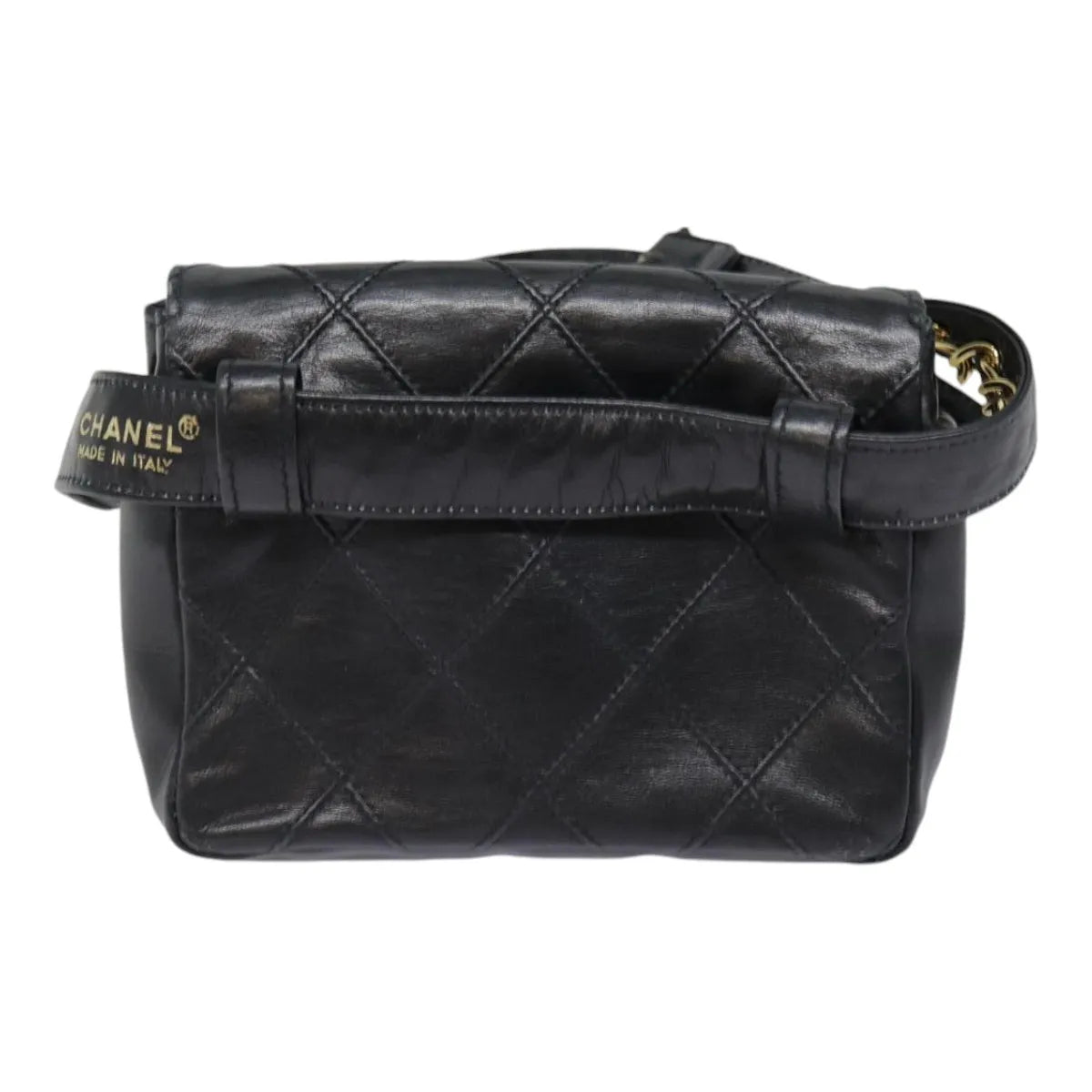 Chanel Vintage CC Flap Waist Quilted Leather, Black, Leather, Clutch