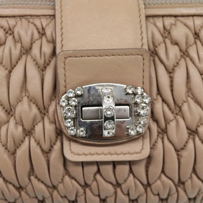 Miu Miu Crystal Convertible Chain Matelasse Leather, Pink, Leather, Shoulder Bag