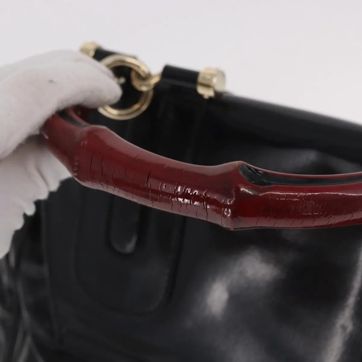 Gucci Pop Bamboo Handle Dialux Coated Canvas, Black, PVC, Handbag