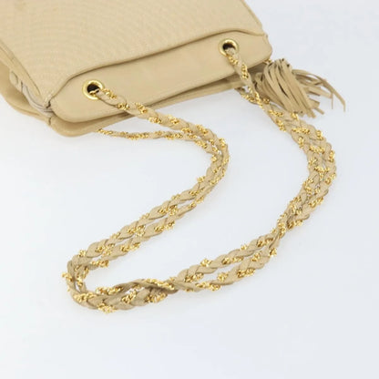 Bally Vintage Chain Quilted Leather, Beige, Leather, Shoulder Bag