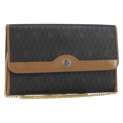 Christian Dior Vintage Honeycomb chain Canvas, Black, Canvas, Shoulder Bag