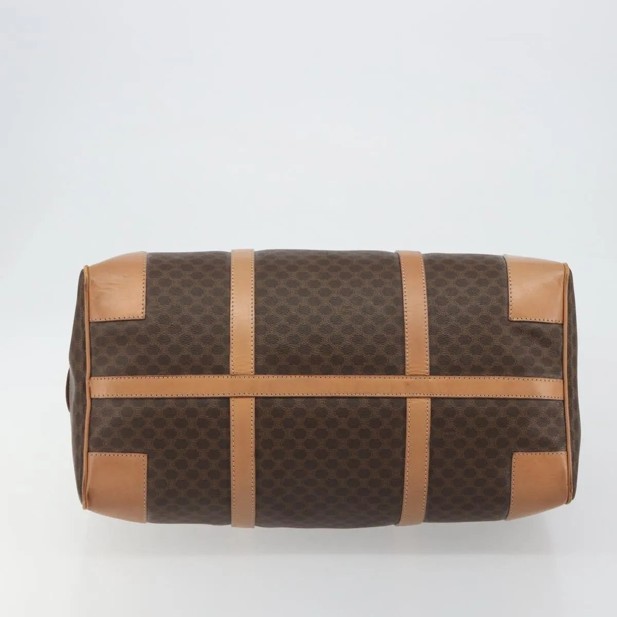 Celine Vintage Macadam Boston Canvas and Leather, Brown, Canvas, Handbag
