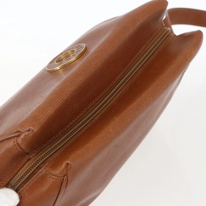 Celine Vintage Circle Logo Leather, Brown, Leather, Shoulder Bag