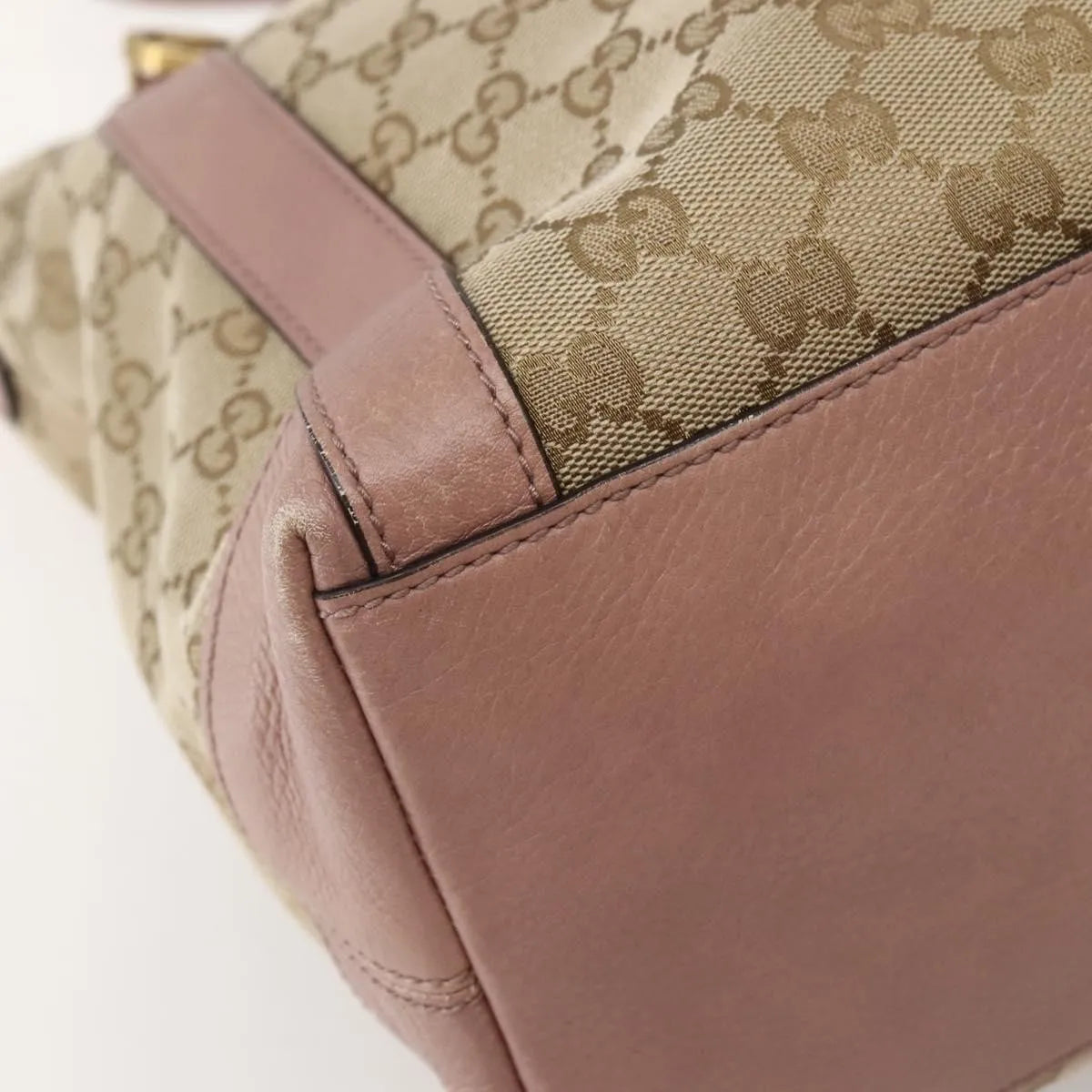Gucci Vintage Interlocking G Canvas and Leather, Beige, Canvas, Handbag