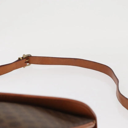 Celine Vintage Macadam Canvas and Leather, Brown, Canvas, Shoulder Bag
