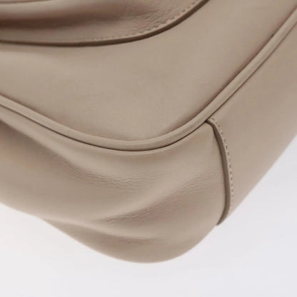 Salvatore Ferragamo Gancini Chain Leather, Beige, Leather, Shoulder Bag