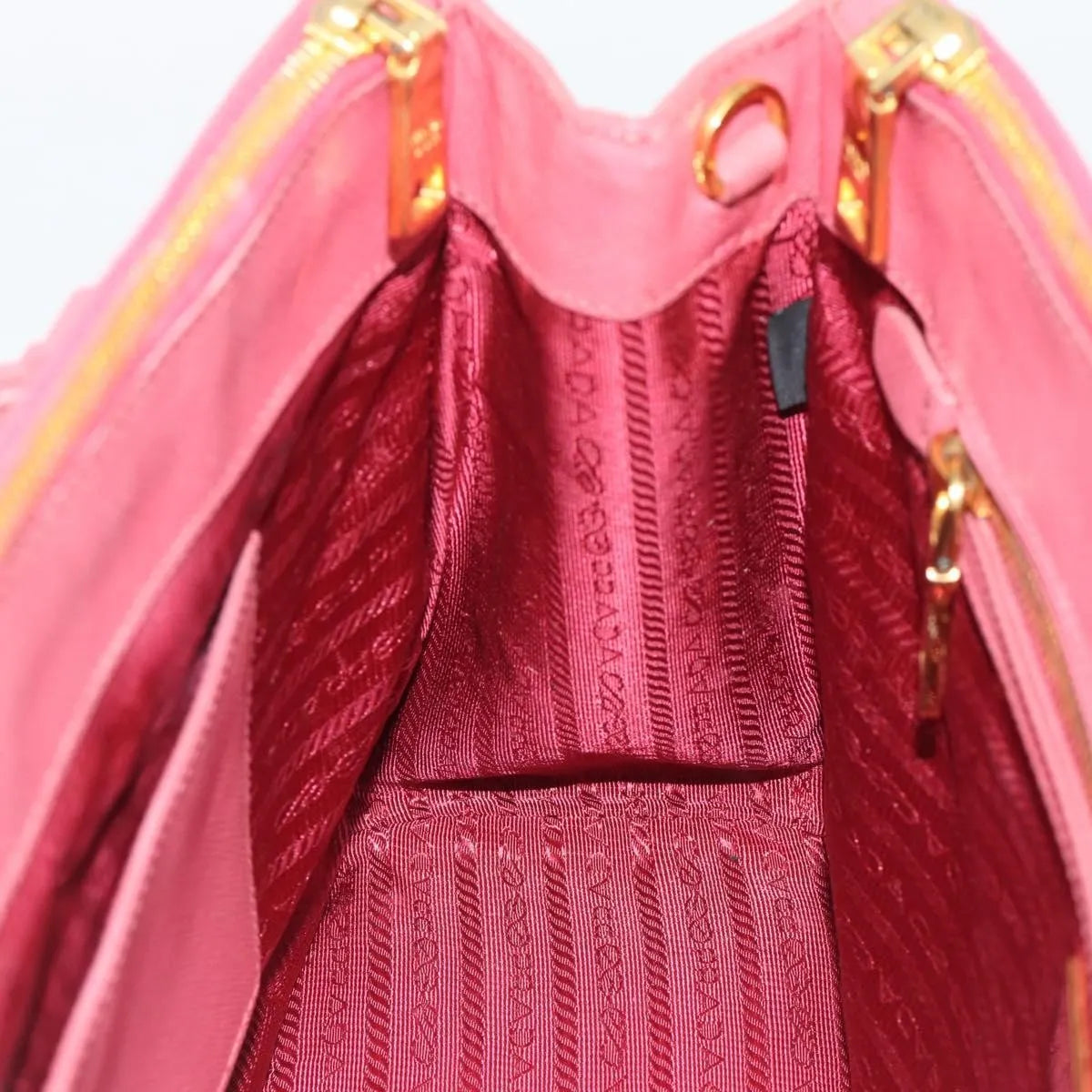 Prada Galleria Double Zip Tote Saffiano Leather, Pink, Leather, Handbag
