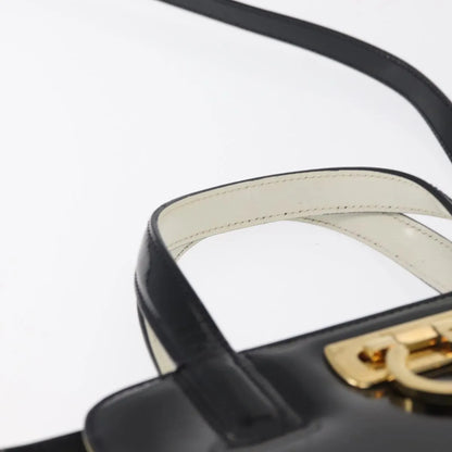 Salvatore Ferragamo Gancini Patent Leather, Black, Patent Leather, Handbag