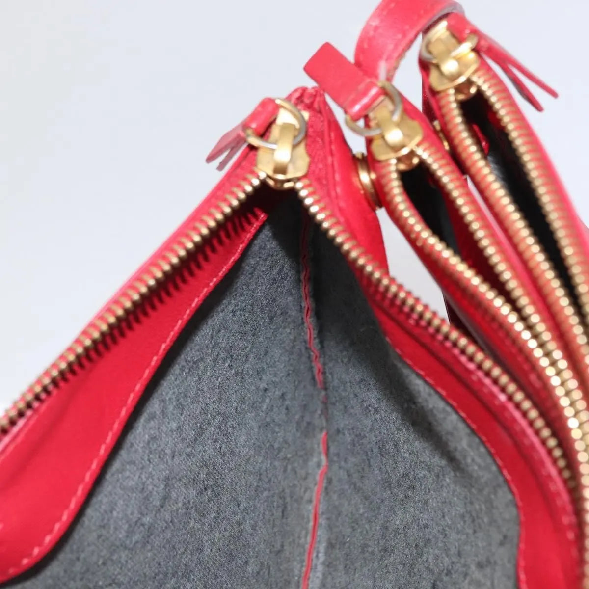 Celine Trio Leather, Red, Leather, Shoulder Bag