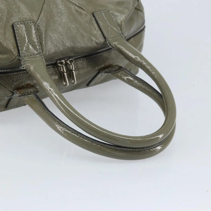 Saint Laurent Easy Y Satchel Patent, Khaki, Patent Leather, Handbag