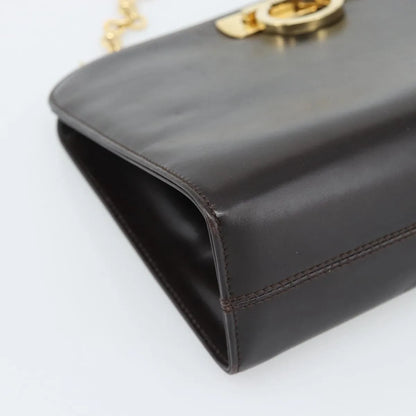 Salvatore Ferragamo Vintage Gancini Chain Leather, Brown, Leather, Shoulder Bag
