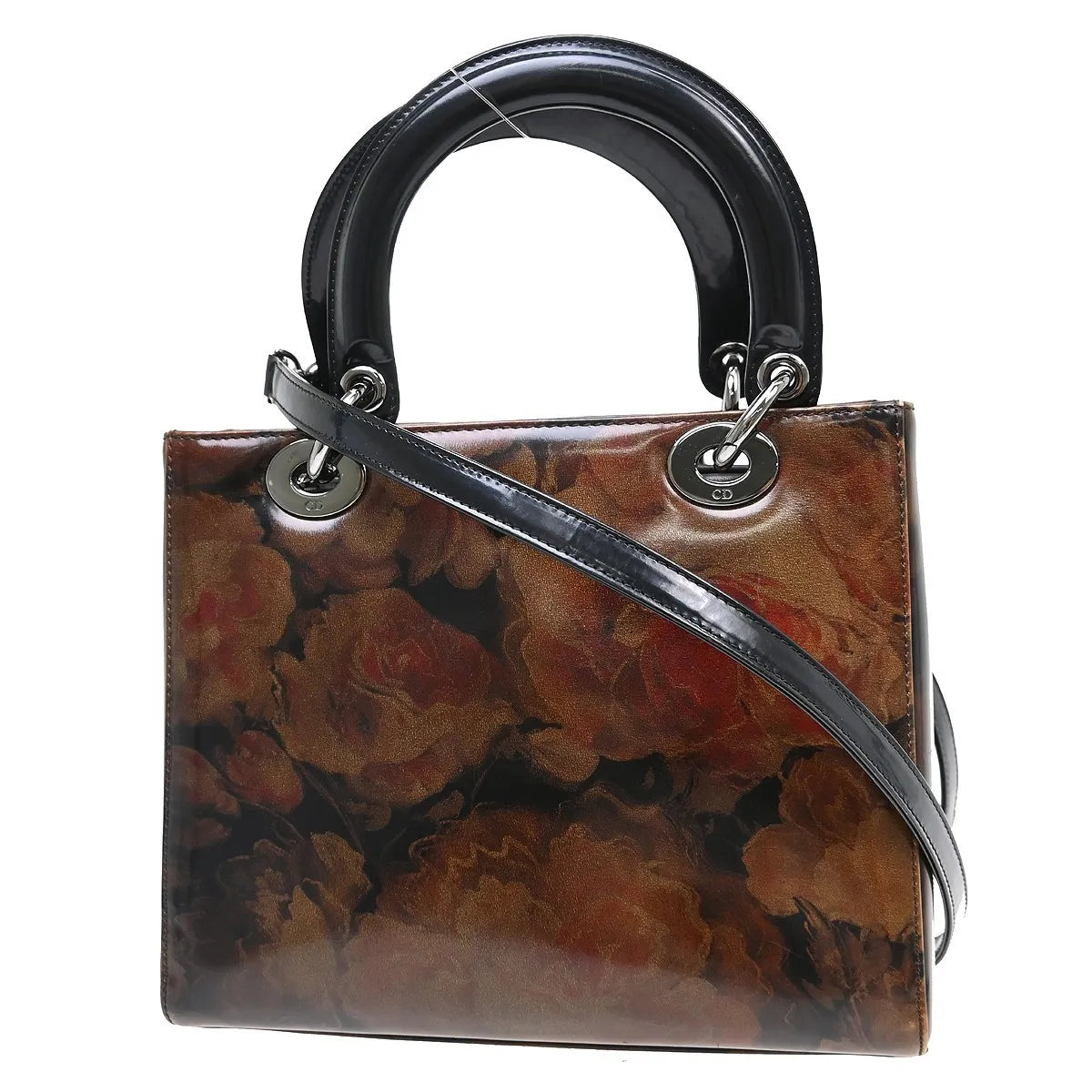 Christian Dior Vintage Lady Dior Patent Patent leather, Brown, Patent Leather, Handbag