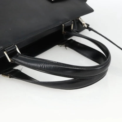 Salvatore Ferragamo Double Gancini Side Buckle Tote Leather, Black, Leather, Handbag