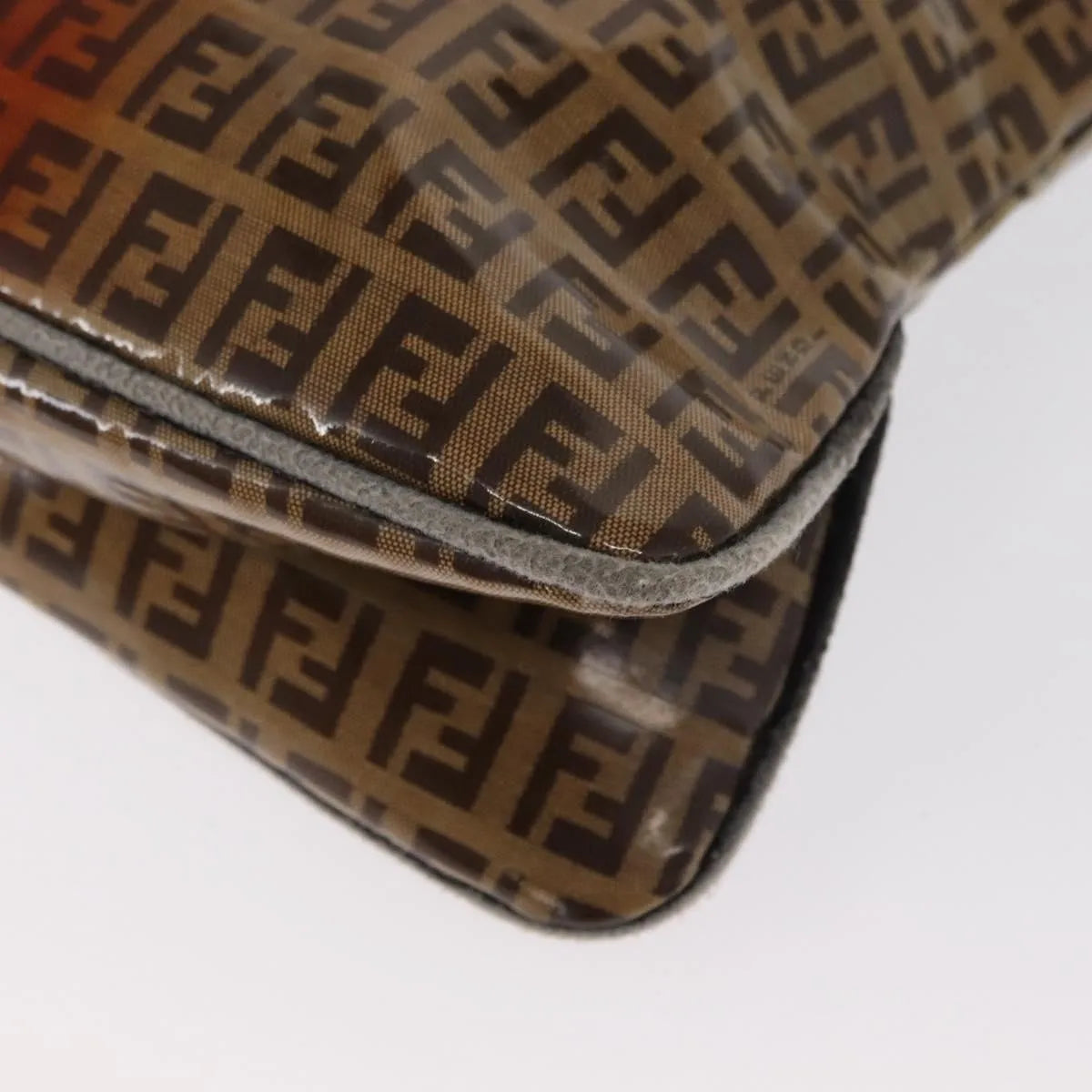 Fendi Mamma baguette Cuir verni, Brown, PVC, Shoulder Bag