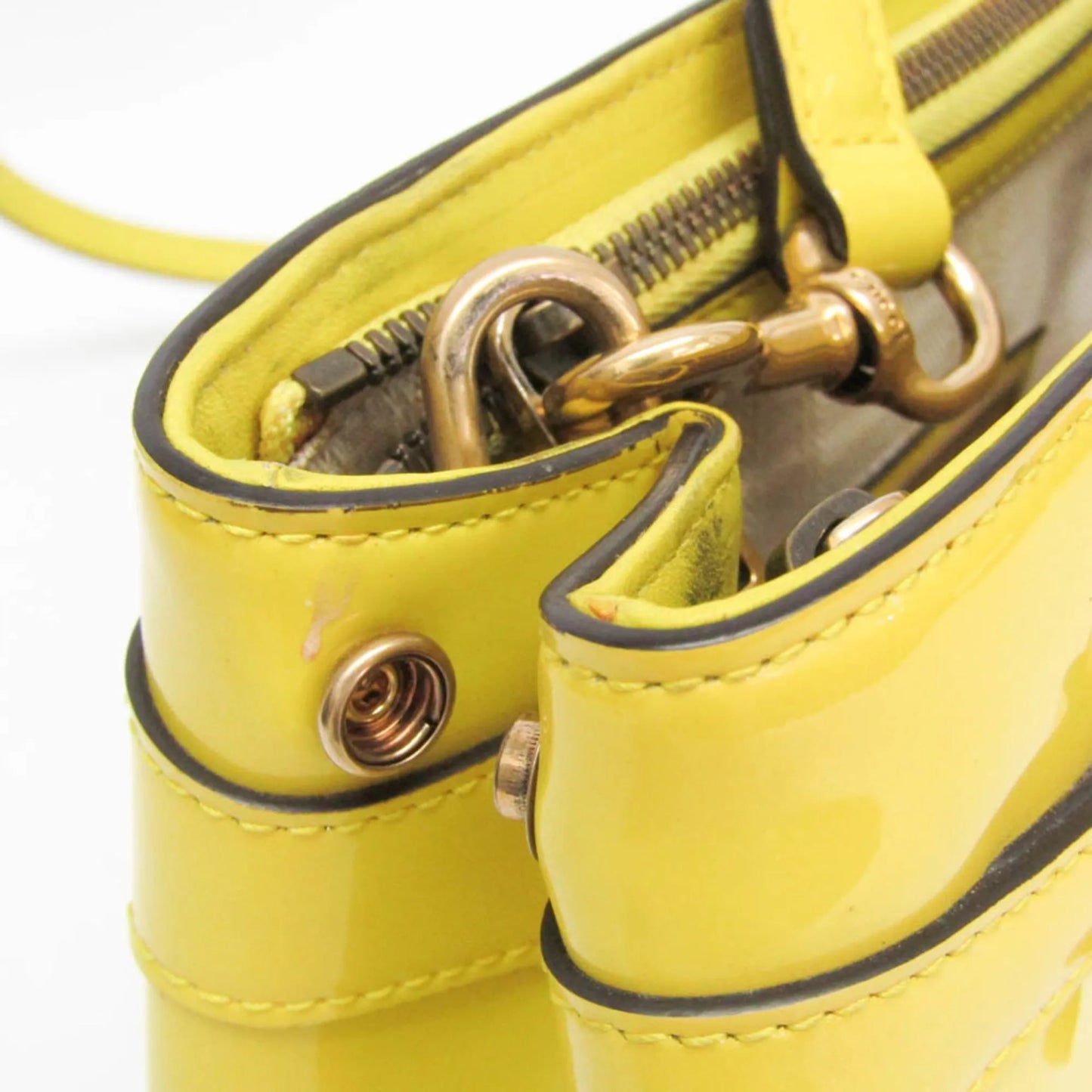 Gucci Bright Bit Convertible Tote Patent leather, Yellow, Patent Leather, Handbag