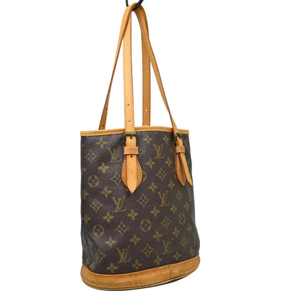 Louis Vuitton Petit Bucket Monogram Canvas, Brown, Canvas, Tote Bag