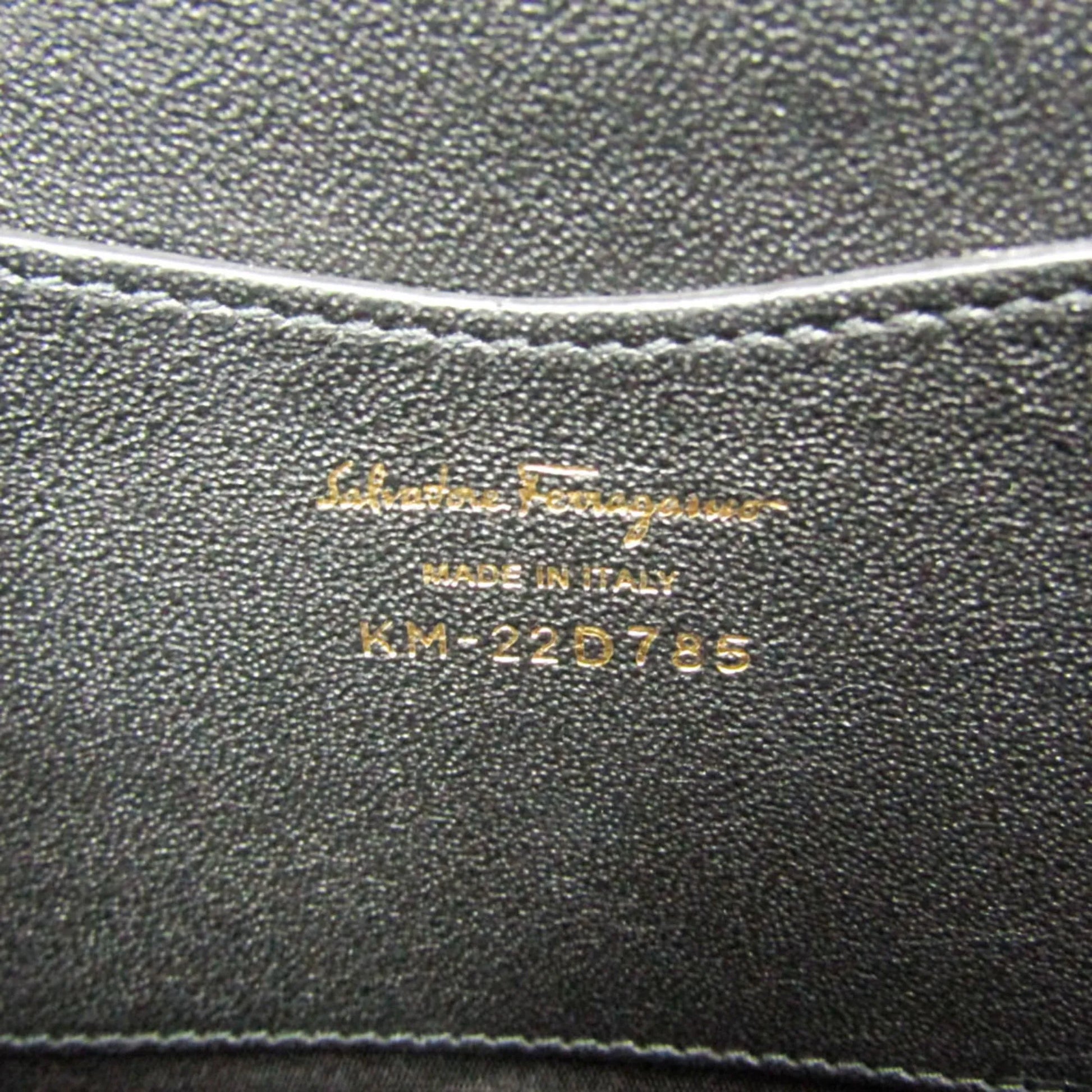 Salvatore Ferragamo Gancini Leather, Black, Leather, Shoulder Bag