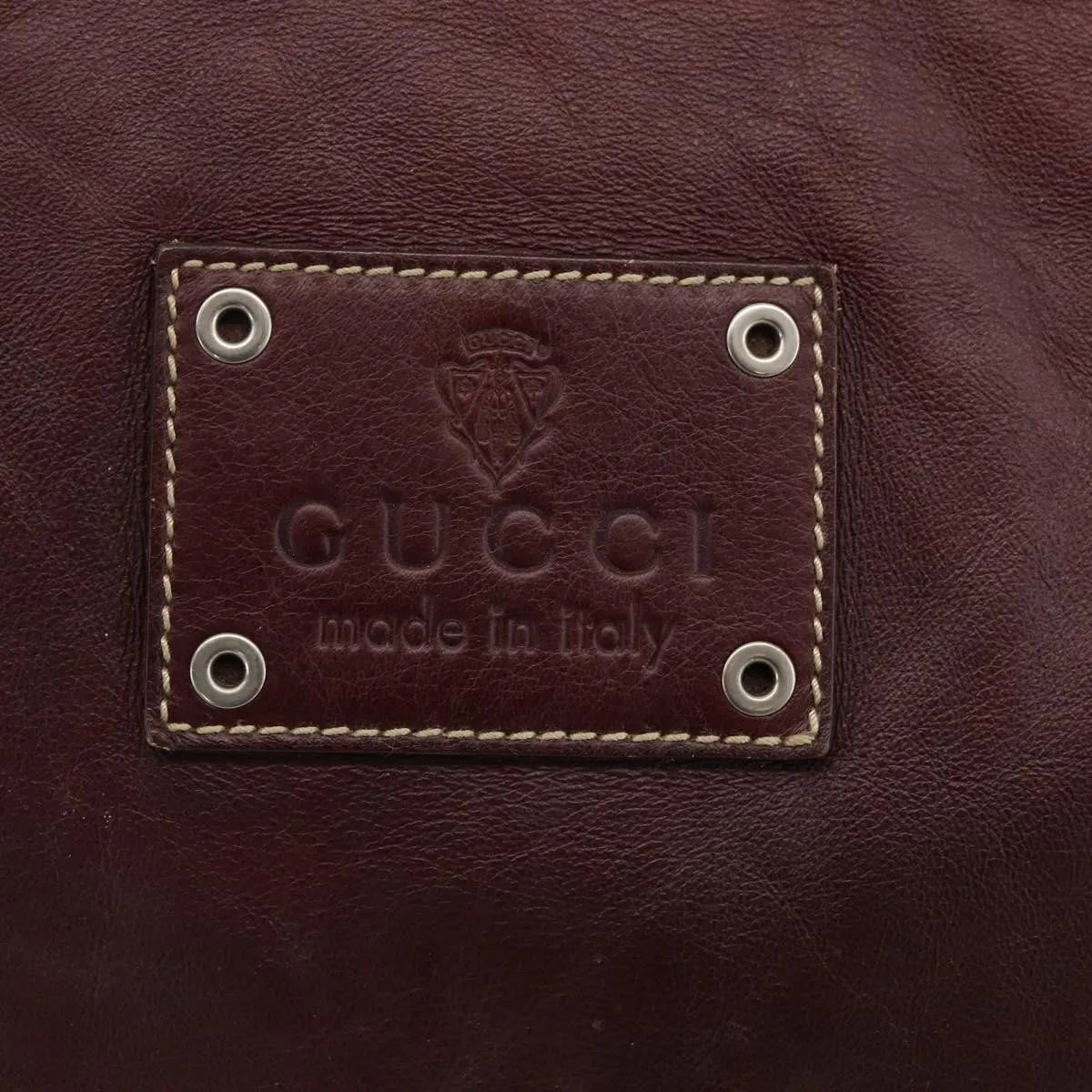 Gucci Logo Crest Messenger Leather, Burgundy, Leather, Shoulder Bag