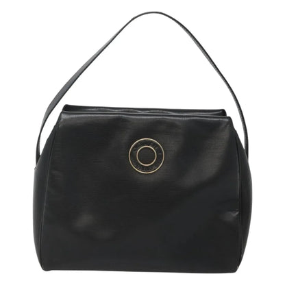 Celine Circle Logo Leather, Black, Leather, Handbag