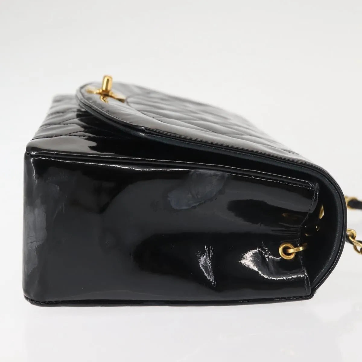 Chanel Vintage Diana Flap Quilted Patent, Black, Patent Leather, Shoulder Bag
