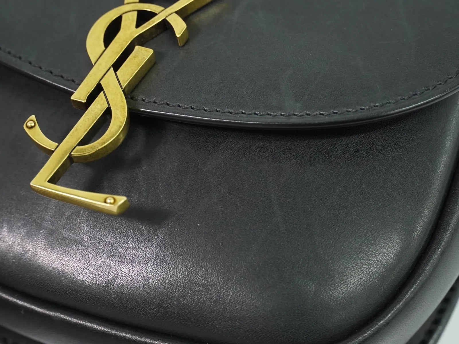 Saint Laurent Kaia Leather, Black, Leather, Shoulder Bag
