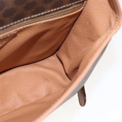 Celine Vintage Macadam Circle Logo Canvas and Leather, Brown, Canvas, Shoulder Bag