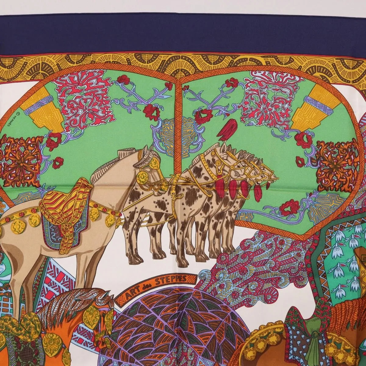Hermes Carré 90 Silk multicolor, Navy, Silk, Scarf