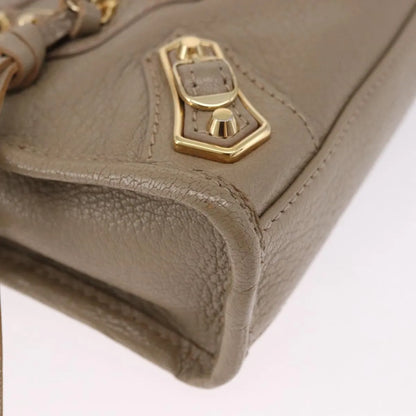 Balenciaga City Classic Studs Leather, Beige, Leather, Handbag