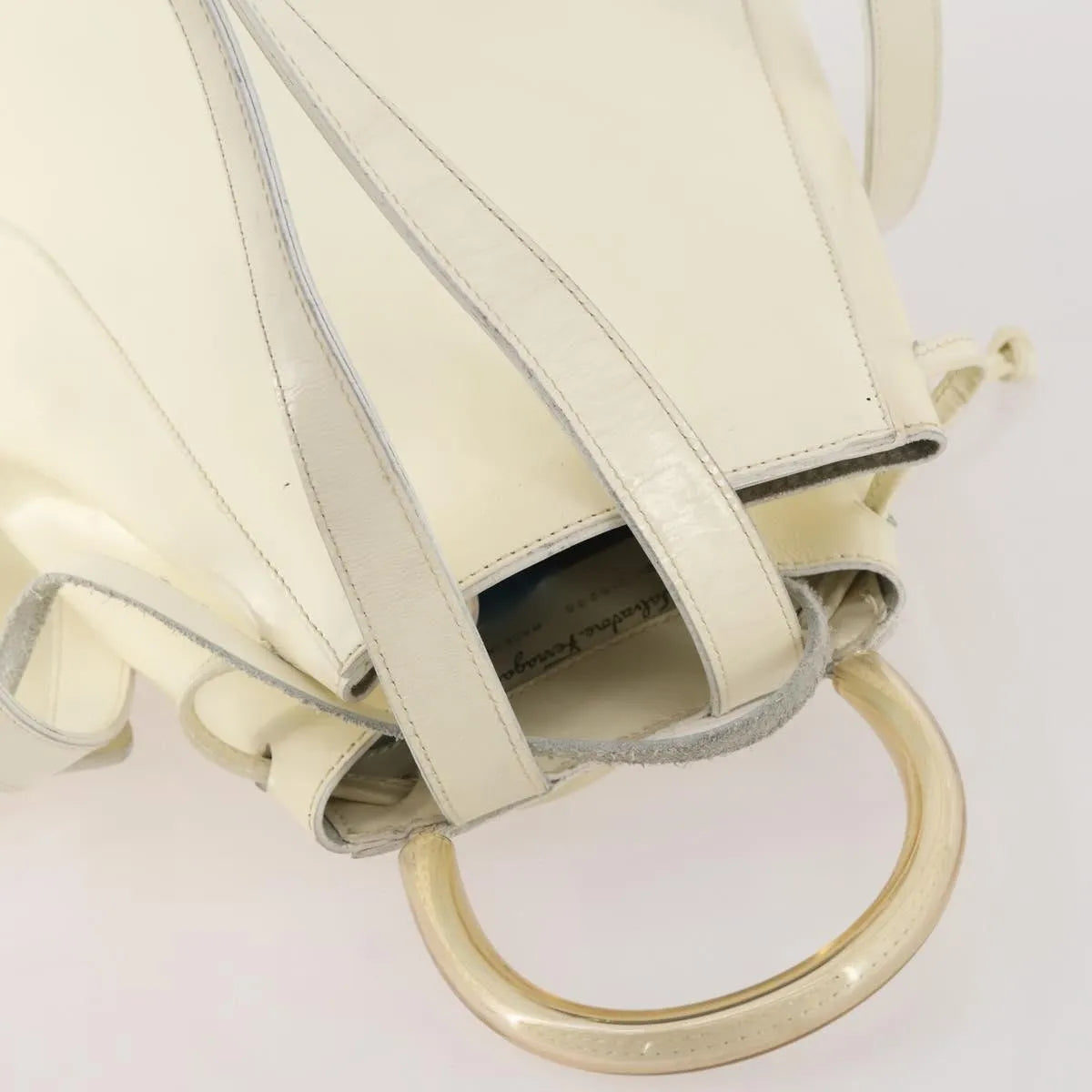 Salvatore Ferragamo Vintage Patent Leather, White, Patent Leather, Backpack
