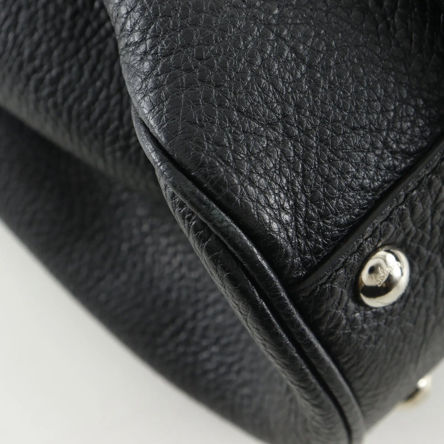 Salvatore Ferragamo Gancini Satchel Leather, Black, Leather, Shoulder Bag