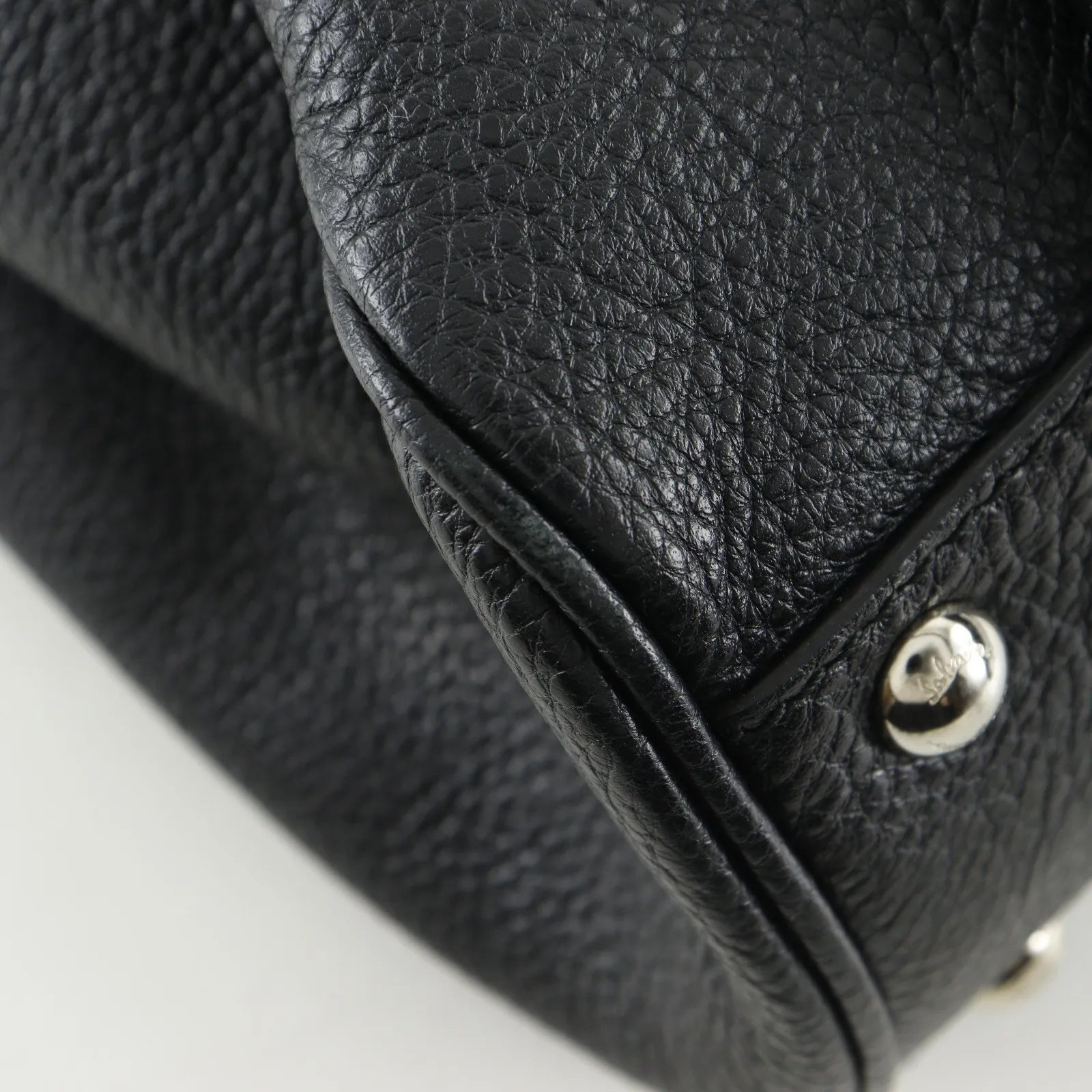 Salvatore Ferragamo Gancini Satchel Leather, Black, Leather, Shoulder Bag
