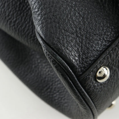 Salvatore Ferragamo Gancini Satchel Leather, Black, Leather, Shoulder Bag