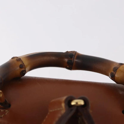 Gucci Vintage Bamboo Leather, Brown, Leather, Backpack